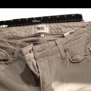 Paige size 30 light silver gray high rise distressed jeans with stretch